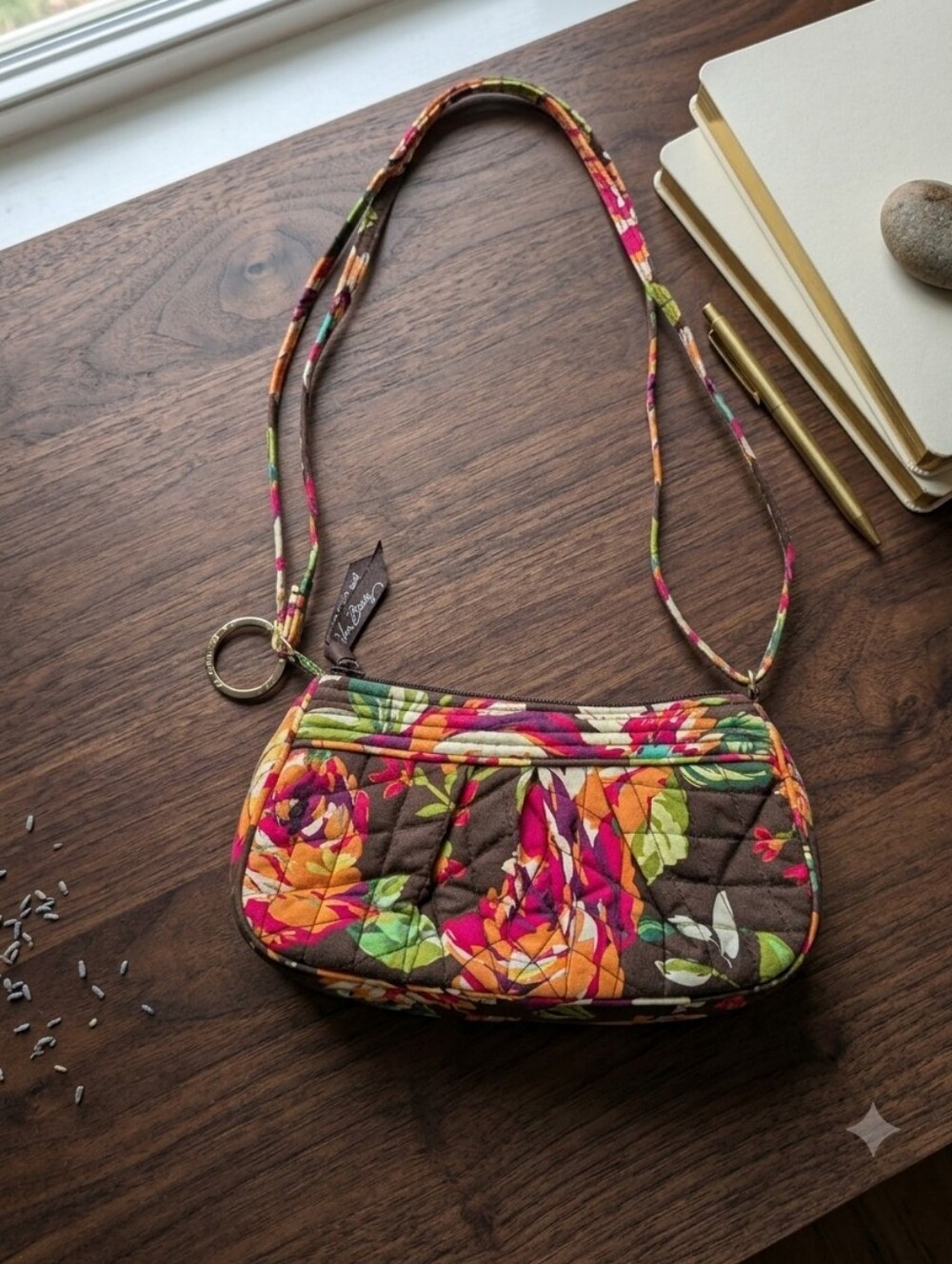 Vera Bradley Frannie Purse In English Brown Crossbody Bag-Retired Pattern